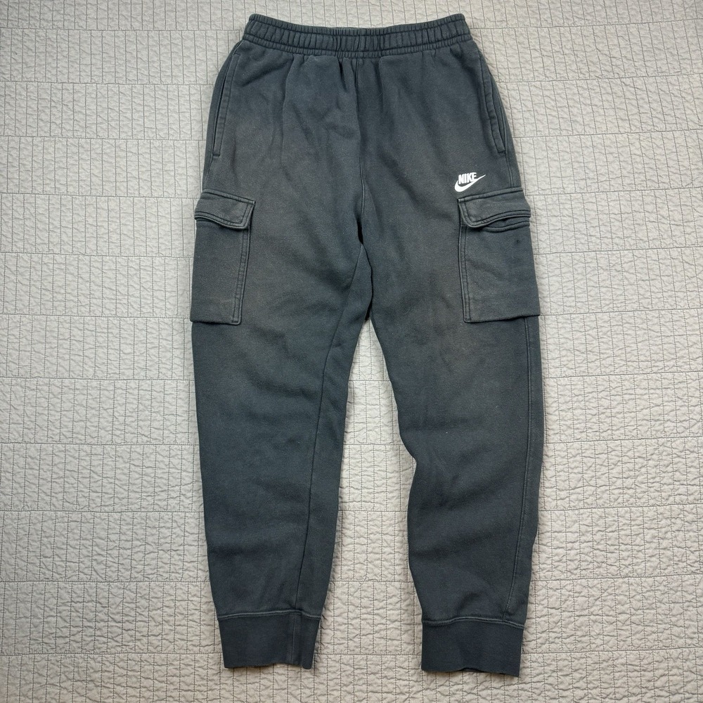 Nike Sportswear Cargo Joggers Men's Small Black Faded Sweatpants‎ Workout Gym